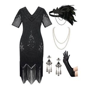 2411 Women's Flapper Dresses 1920s Fringed Sequin Great Gatsby
